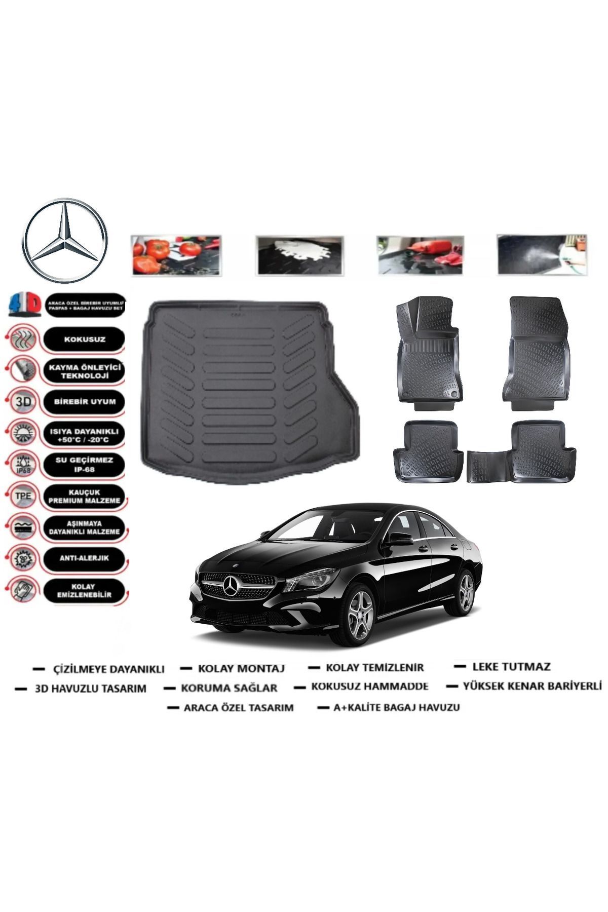 Mercedes CLA 2020 Model Bagaj Havuzu Araca Özel Paspas Takımı Prrox