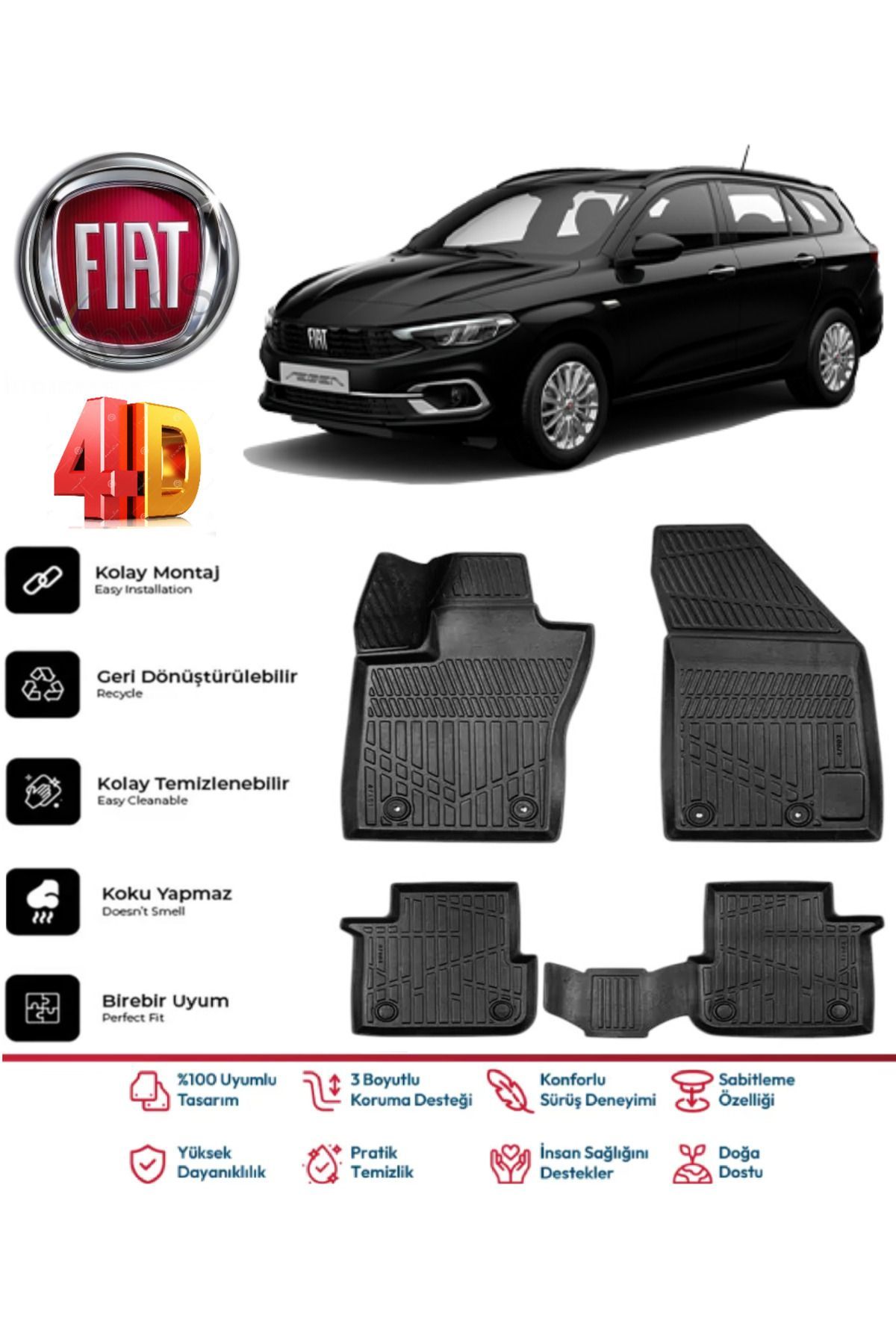Fiat Egea Station Vagon 2017 Model 4D Havuzlu Paspas