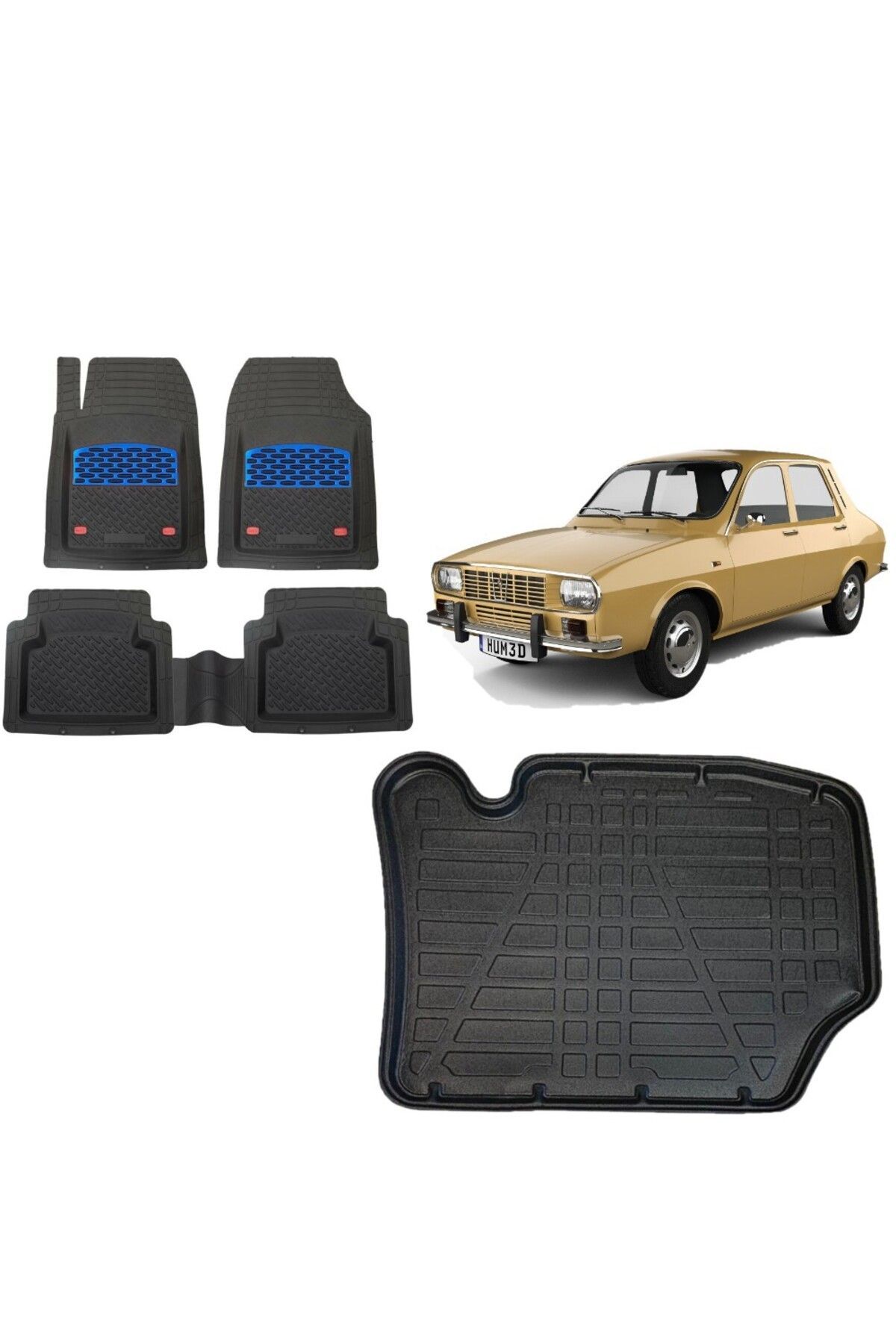 Renault 12 Sedan 1974 Model Bagaj Havuzu+3D Havuzlu Safir Mavi Kromlu Paspas