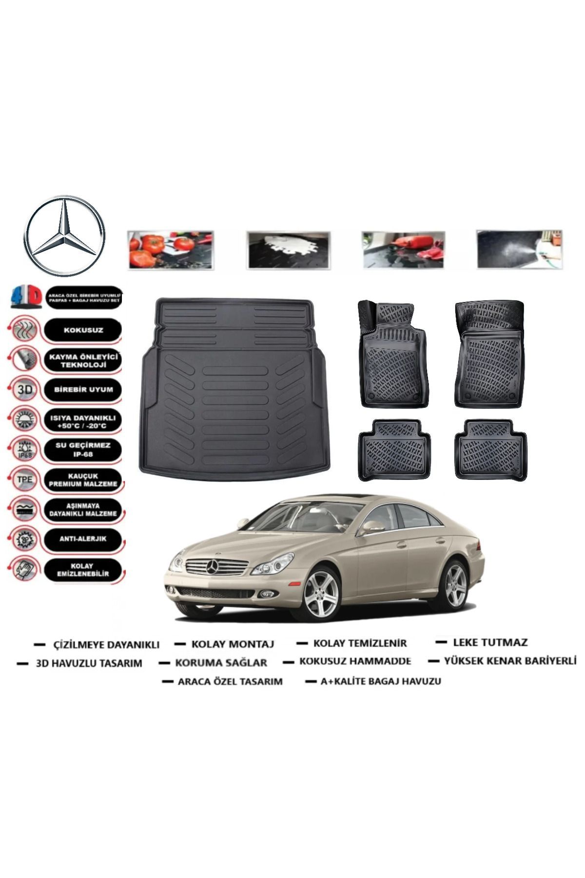 Mercedes CLS C219 2007 Model Bagaj Havuzu Araca Özel Paspas Takımı Prrox