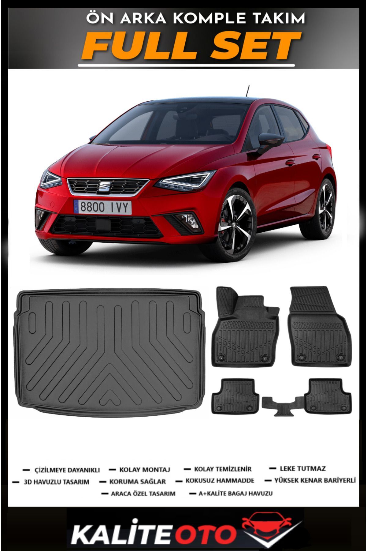 Seat Ibıza Üst Bagaj Havuzu+4.5D Havuzlu Paspas Seti 2023 Model