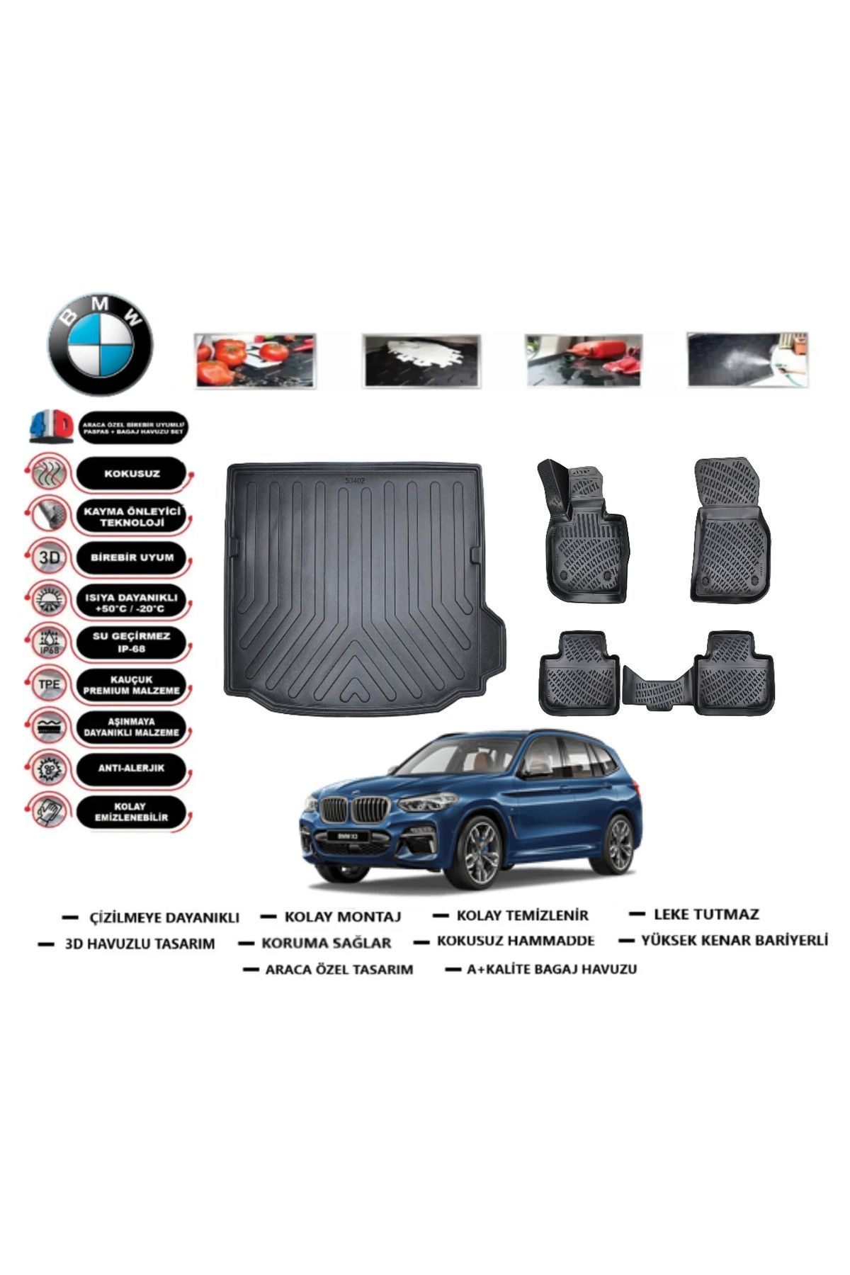 Bmw X3 2023 Model Bagaj Havuzu Araca Özel Paspas Takımı Prrox