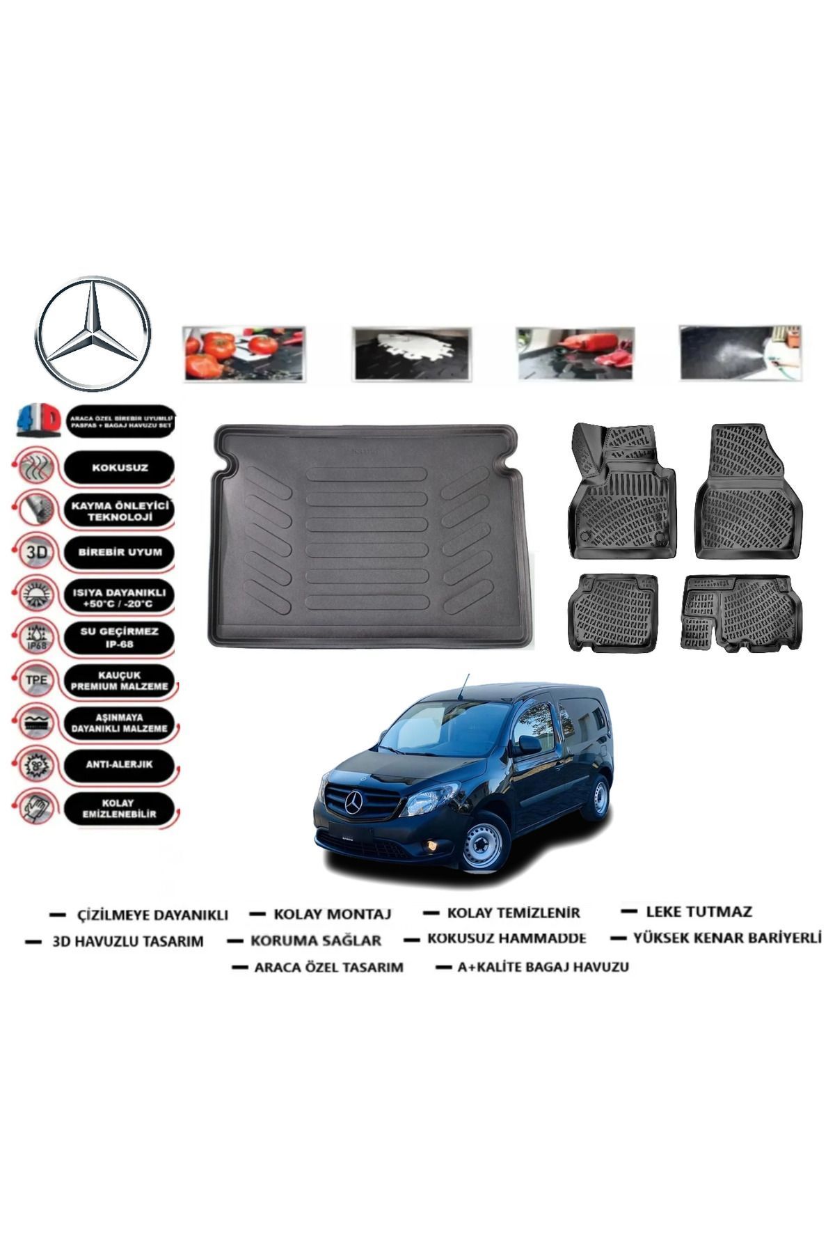 Mercedes Citan 2015 Model Bagaj Havuzu Araca Özel Paspas Takımı Flex