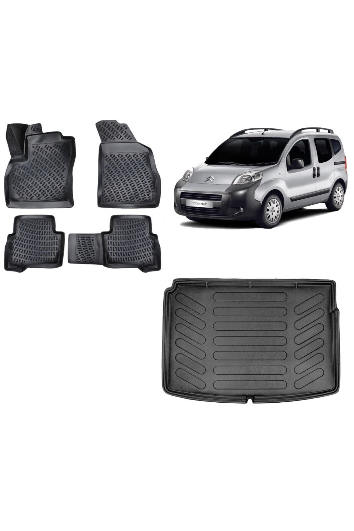 Citroen Nemo Combi 2007 Model 3D Bagaj Havuzu+3D Havuzlu Araca Özel Paspas Takımı