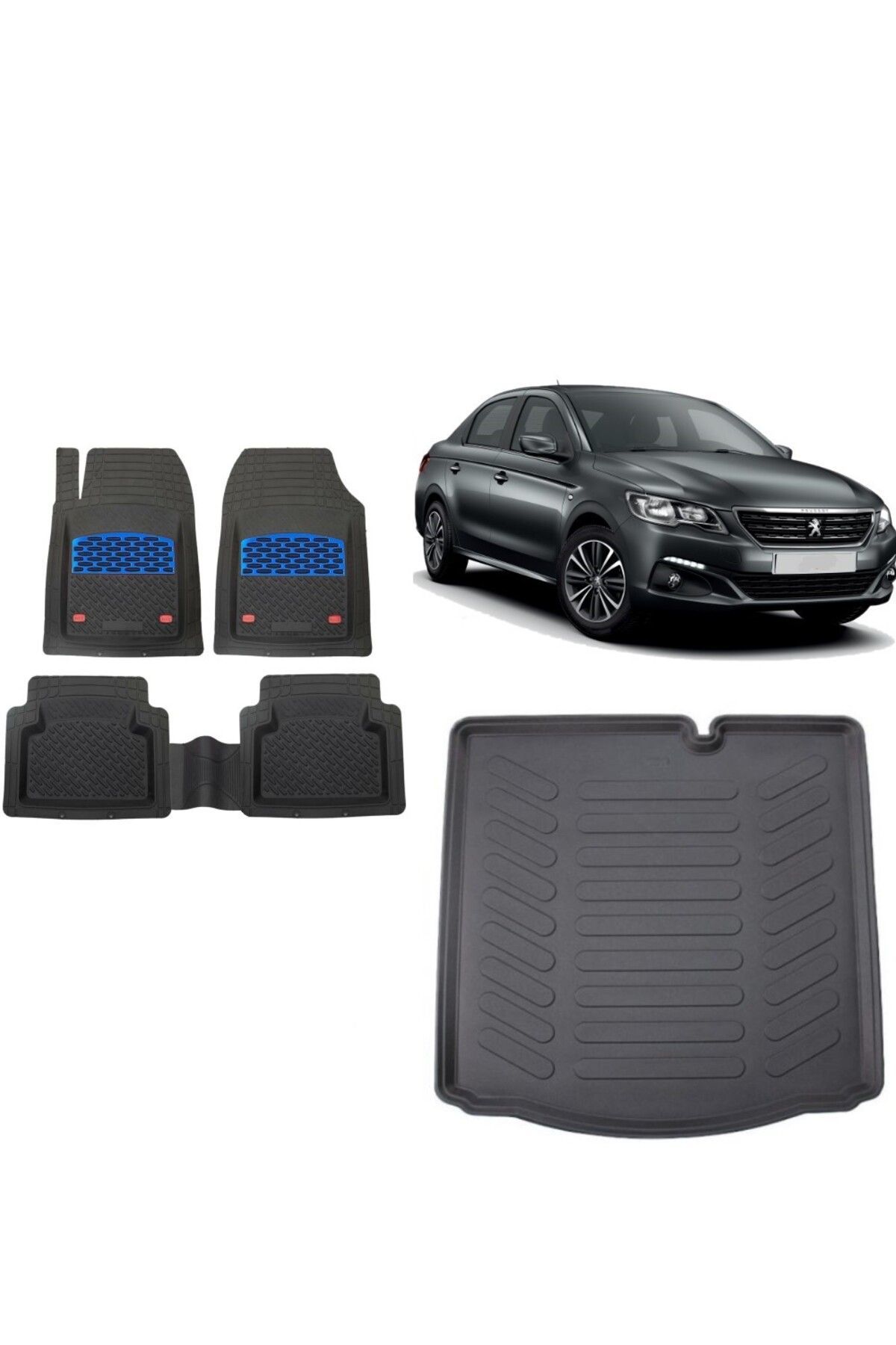 Peugeot 301 2015 Model 3D Bagaj Havuzu+3D Havuzlu Safir Mavi Kromlu Paspas