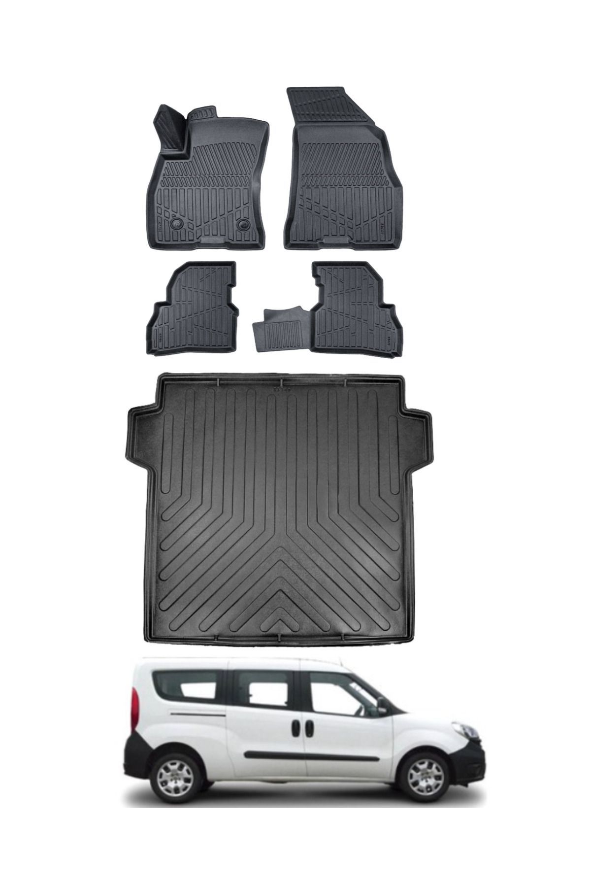 Fiat Doblo Maxi 2013 Model Bagaj Havuzu Araca Özel Siyah Paspas Takımı