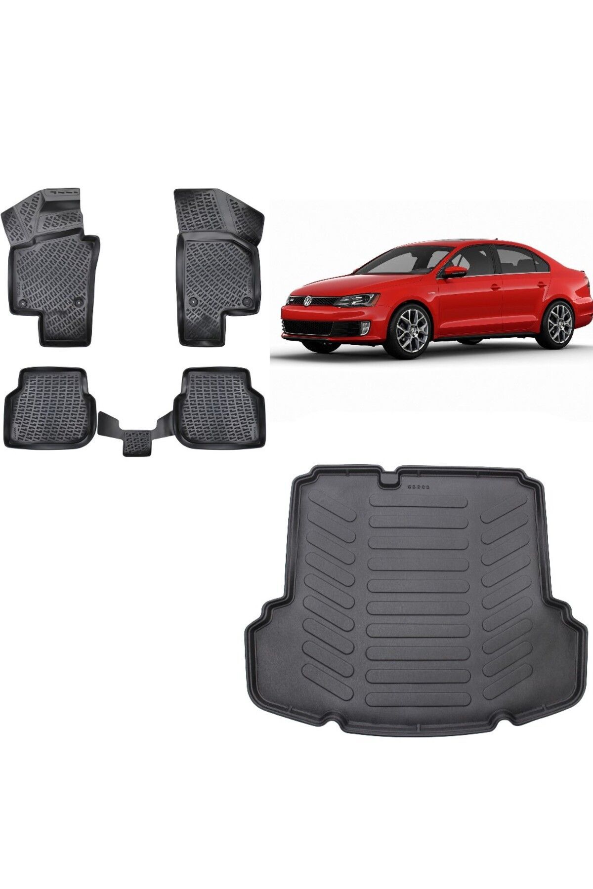 Volkswagen Jetta 2017 Model (Cepli) 3D Bagaj Havuzu+3D Havuzlu Araca Özel Paspas Takımı