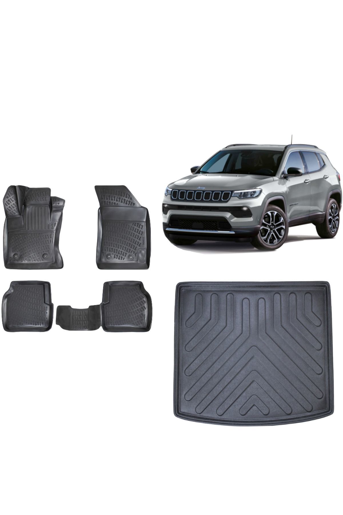 Jeep Compass 2017 Model 3D Bagaj Havuzu+3D Havuzlu Araca Özel Paspas Takımı