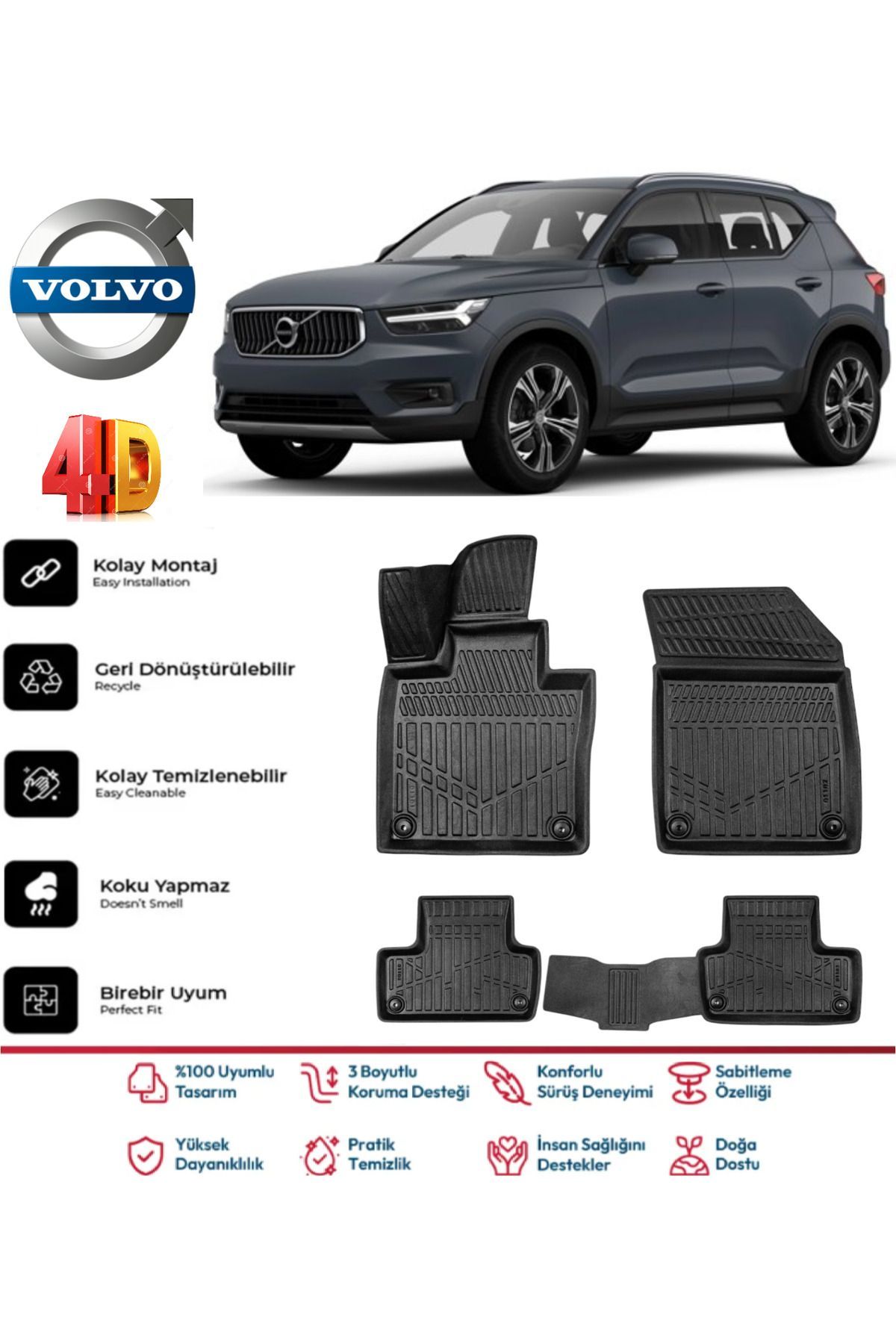 Volvo XC40 2025 Model 4D Havuzlu Paspas