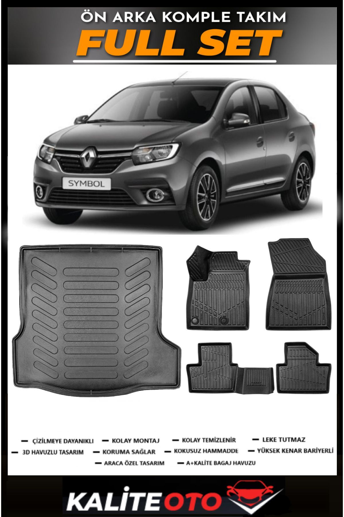 Renault Symbol Bagaj Havuzu+4.5D Havuzlu Paspas Seti 2016 Model