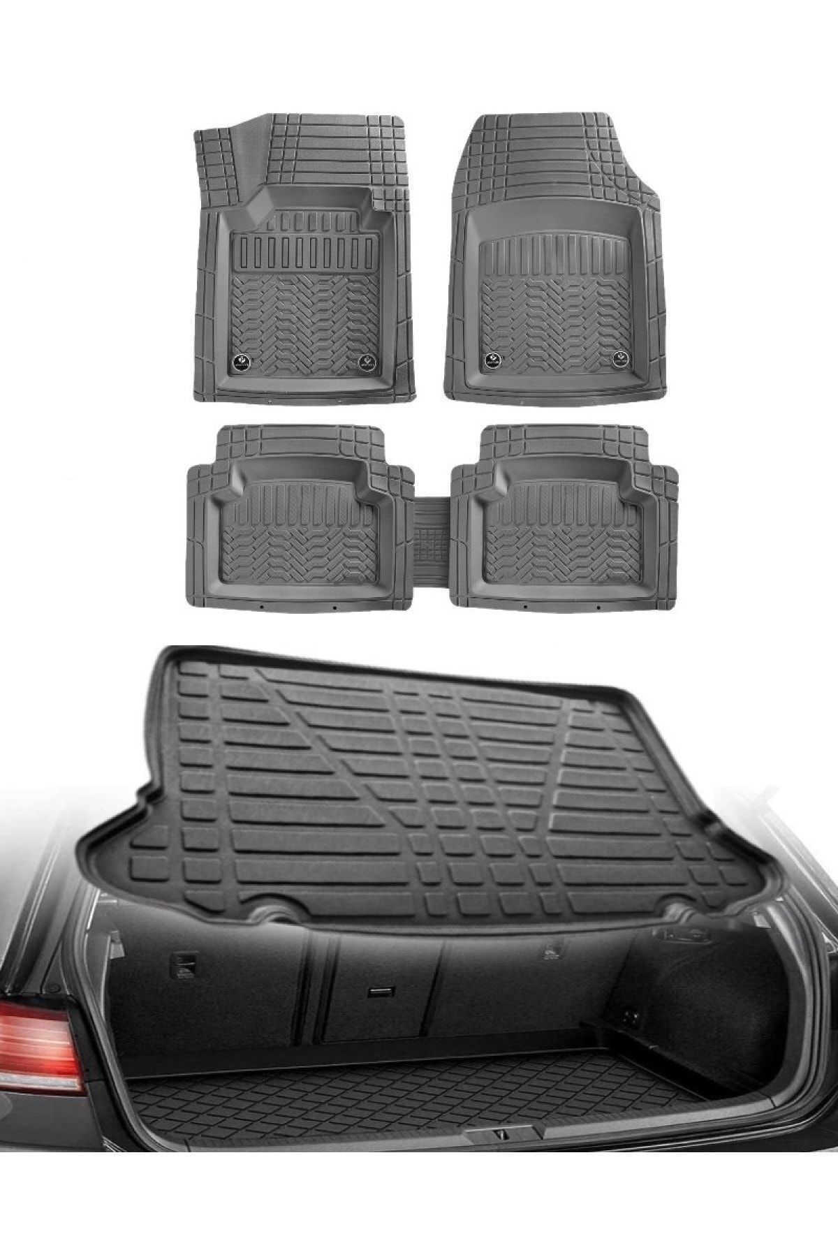Rizline Chevrolet Captiva 2007 Sonrası 3d Bagaj Havuzu+3d Maximum Gri Havuzlu Paspas