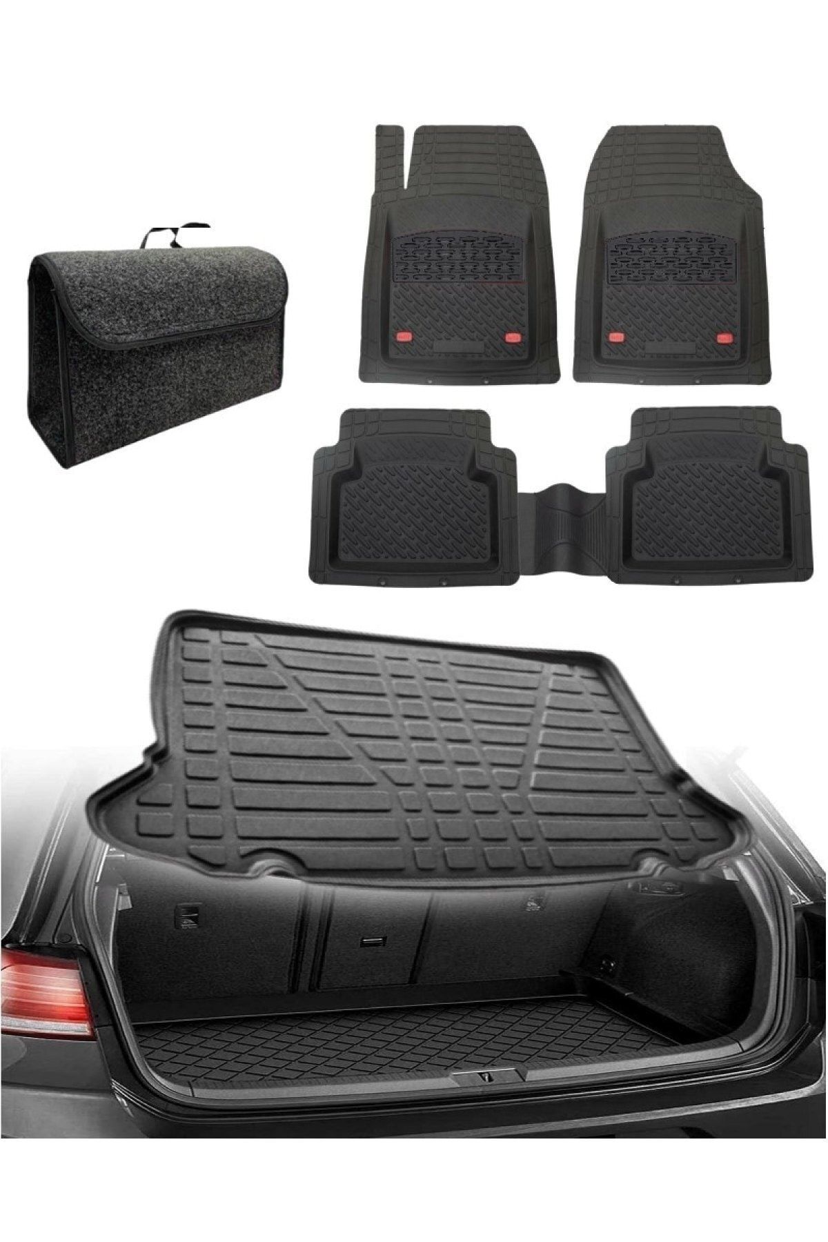 Volkswagen Polo 2009-2017 (üst Kısım) Uyumlu Kokusuz 3d Bagaj Havuzu+3d Safir Siyah Havuzlu Paspas