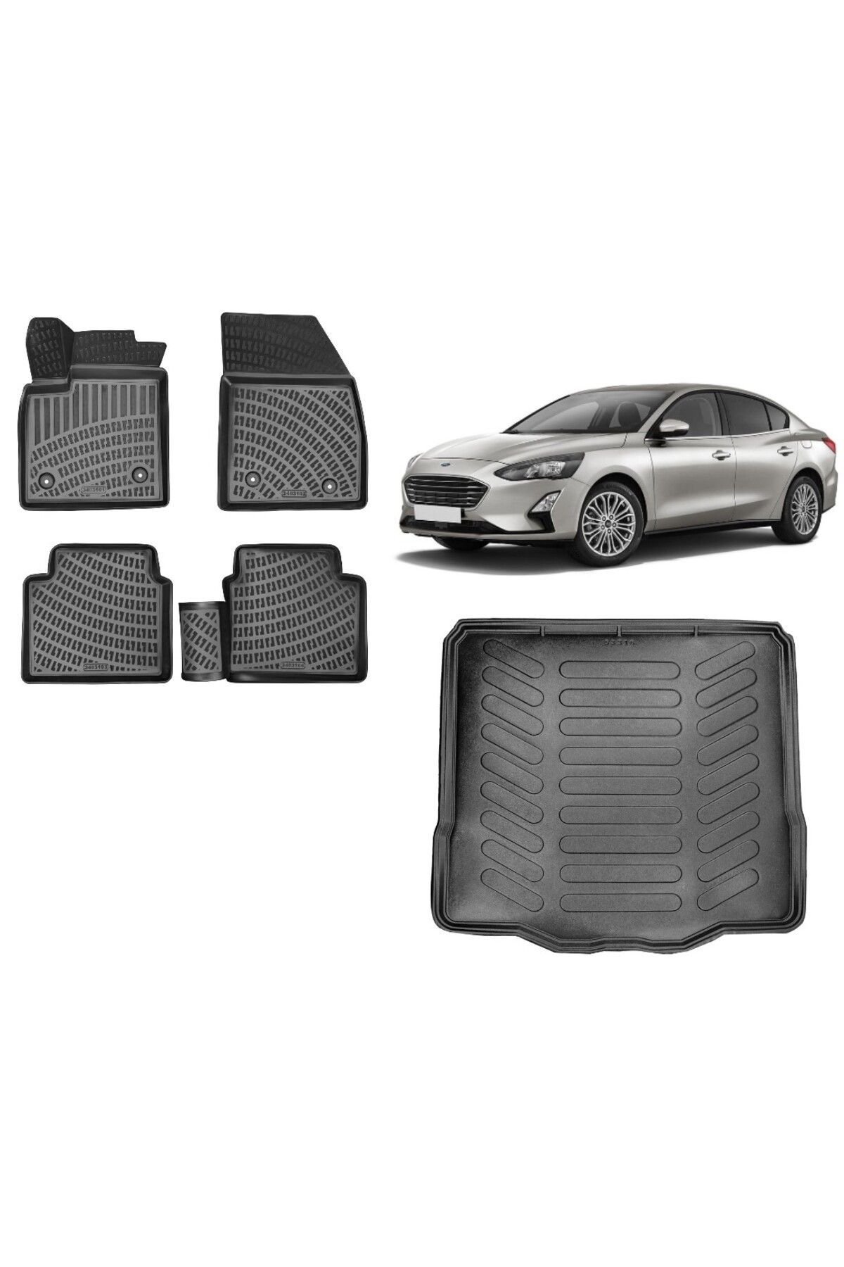 Focus 4 SEDAN 2019 Model 3D TAMİR KİTLİ Bagaj Havuzu+3D Havuzlu Araca Özel Paspas Takımı