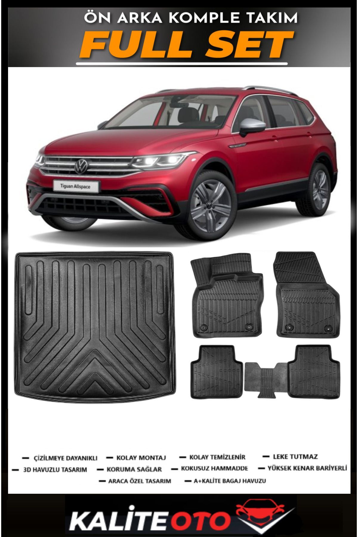 Volkswagen Allspace 5 Koltuk Bagaj Havuzu+4.5D Havuzlu Paspas Seti 2018 Model