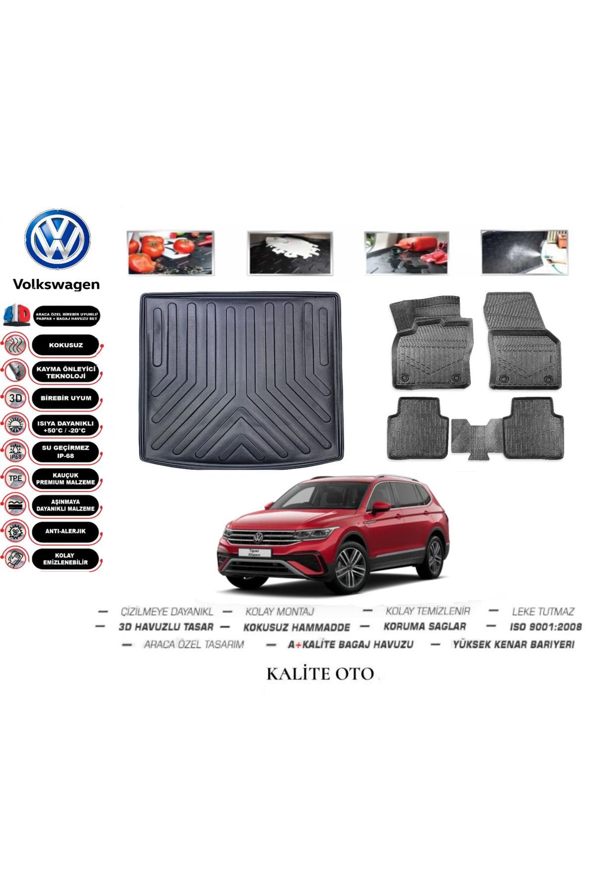 Volkswagen Tiguan All Space 2016 Ve Sonrası Bagaj Havuzu+4D Havuzlu Paspas Seti