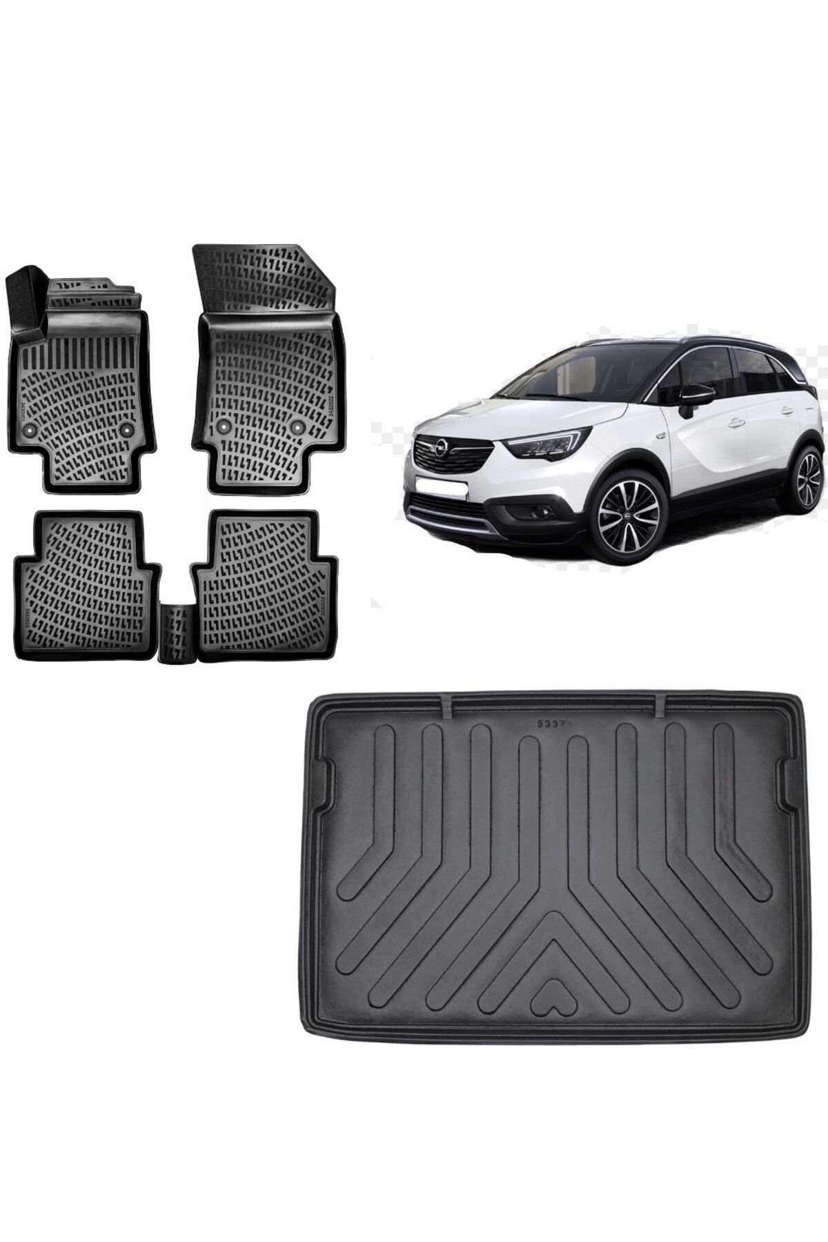 Opel Crossland 2021 Model Üst Kademe 3D Bagaj Havuzu+3D Havuzlu Araca Özel Paspas Takımı