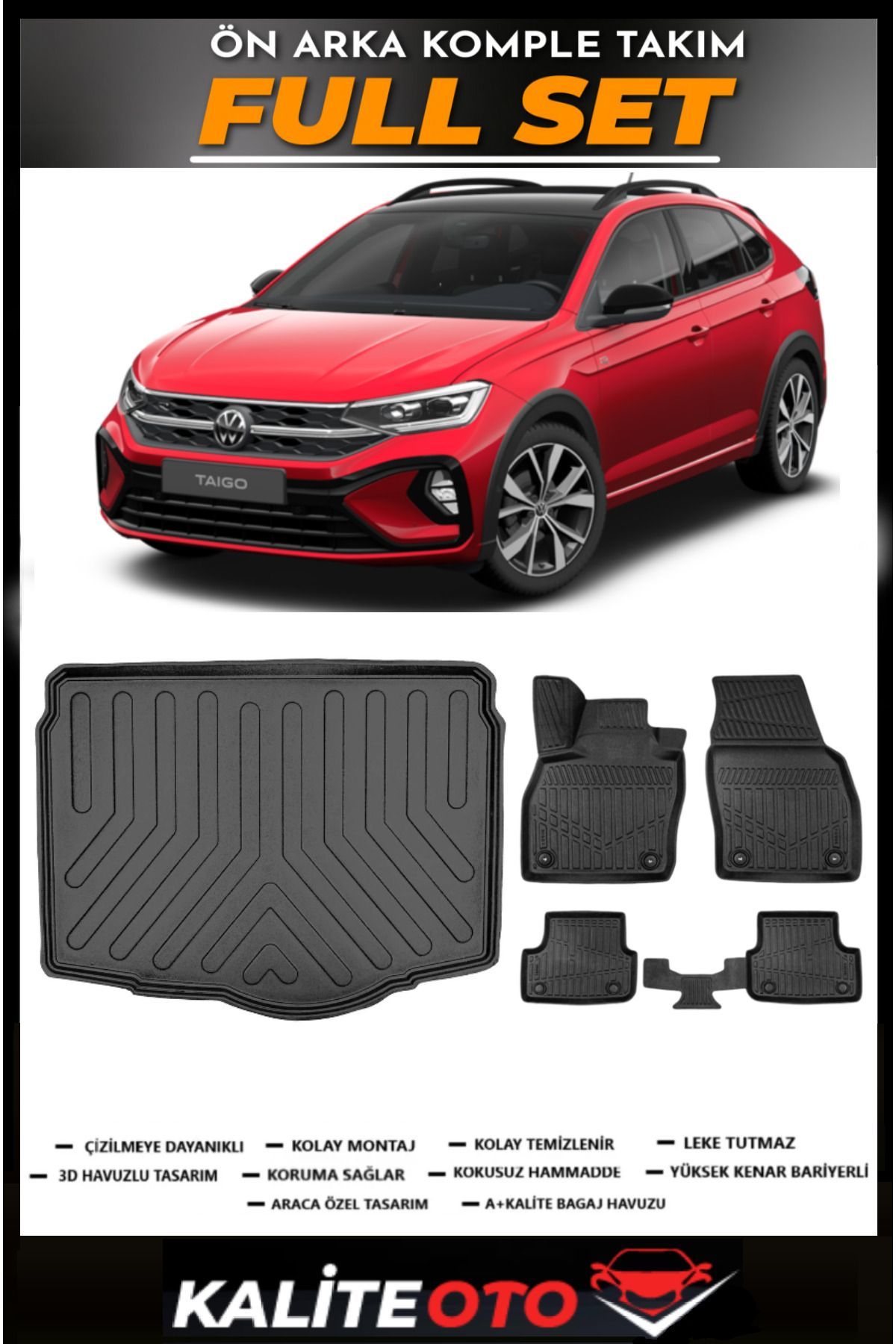 Volkswagen Taigo Alt Bagaj Havuzu+4.5D Havuzlu Paspas Seti 2022 Model