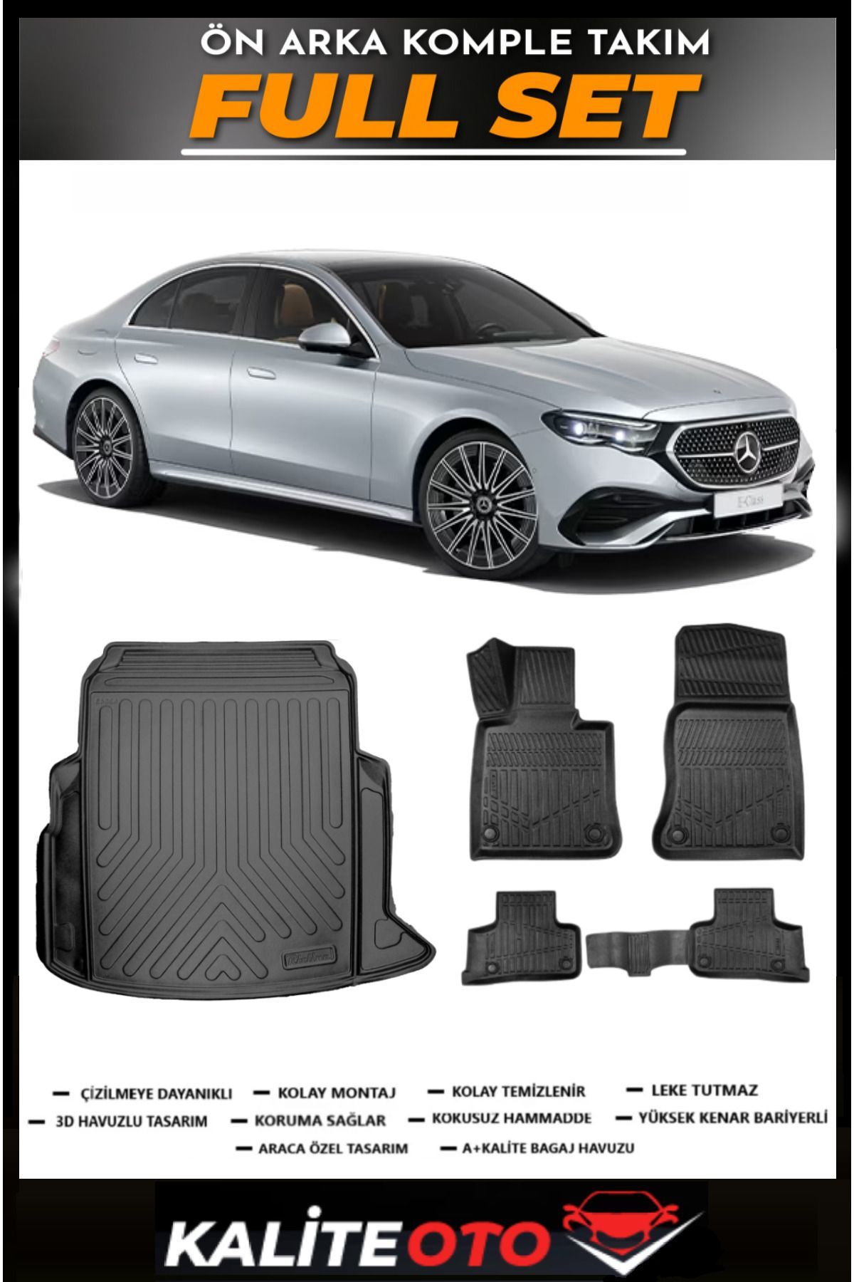 Mercedes E Serisi W214 Bagaj Havuzu+4.5D Havuzlu Paspas Seti 2024 Model