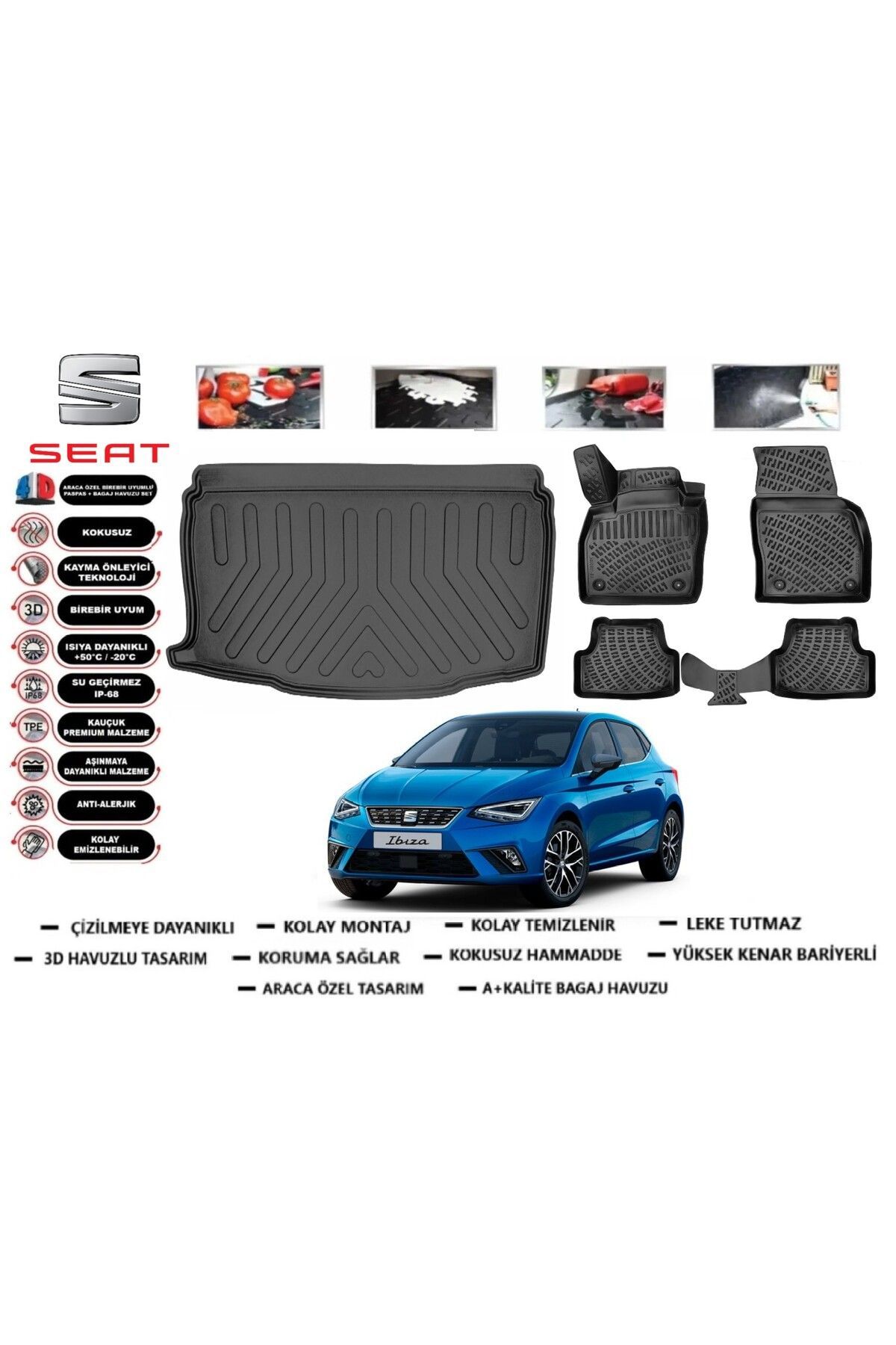 Seat İbiza 2024 Model Alt Bagaj Havuzu Araca Özel Paspas Takımı Prrox