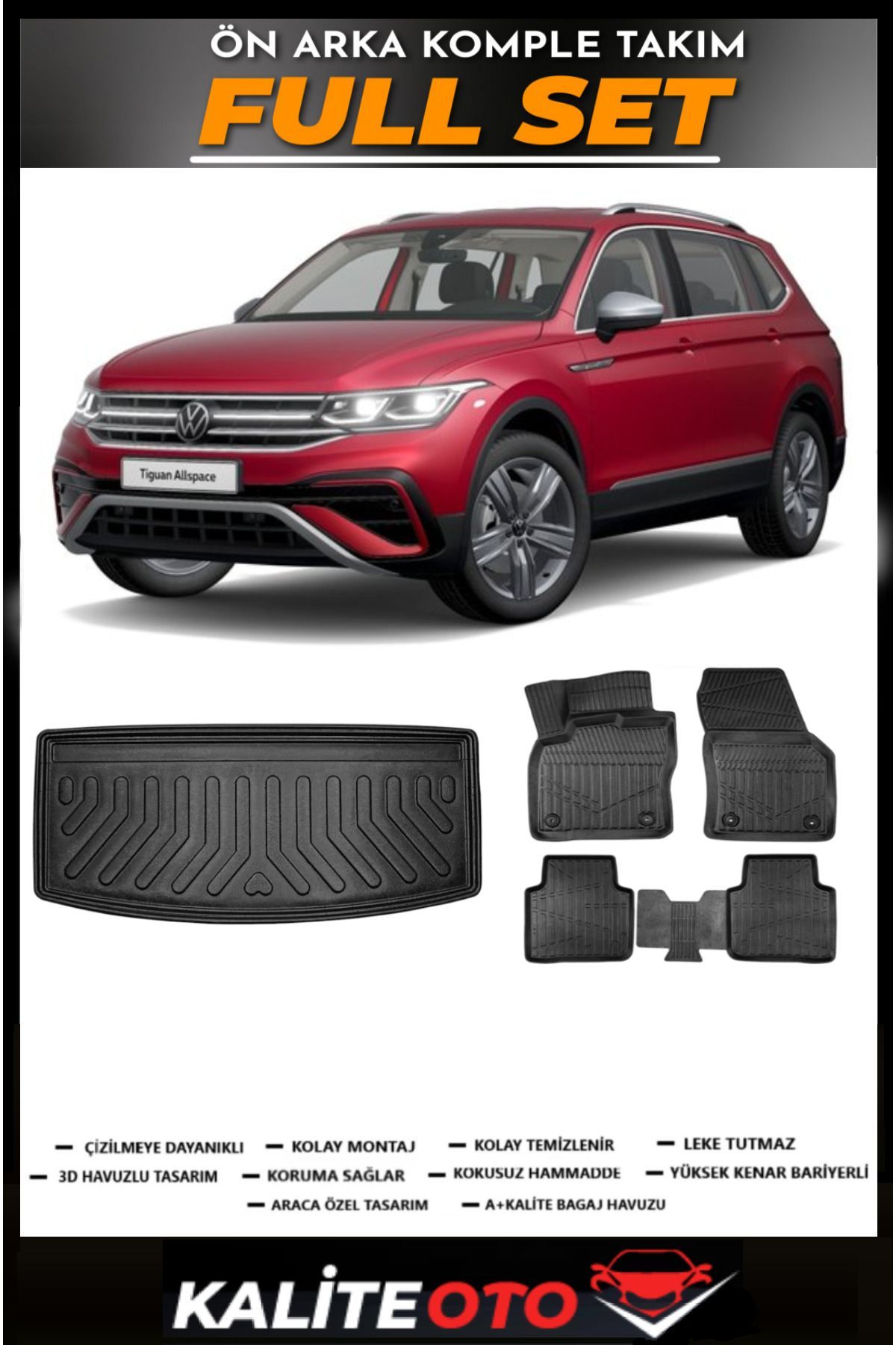 Volkswagen Allspace 7 Koltuk Bagaj Havuzu+4.5D Havuzlu Paspas Seti 2017 Model