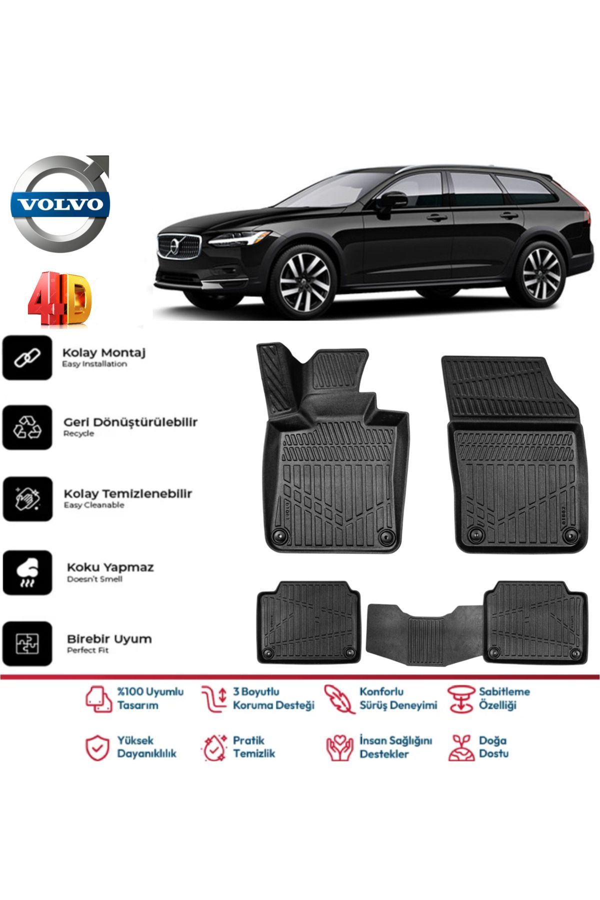 Volvo V90 2018 Model 4D Havuzlu Paspas