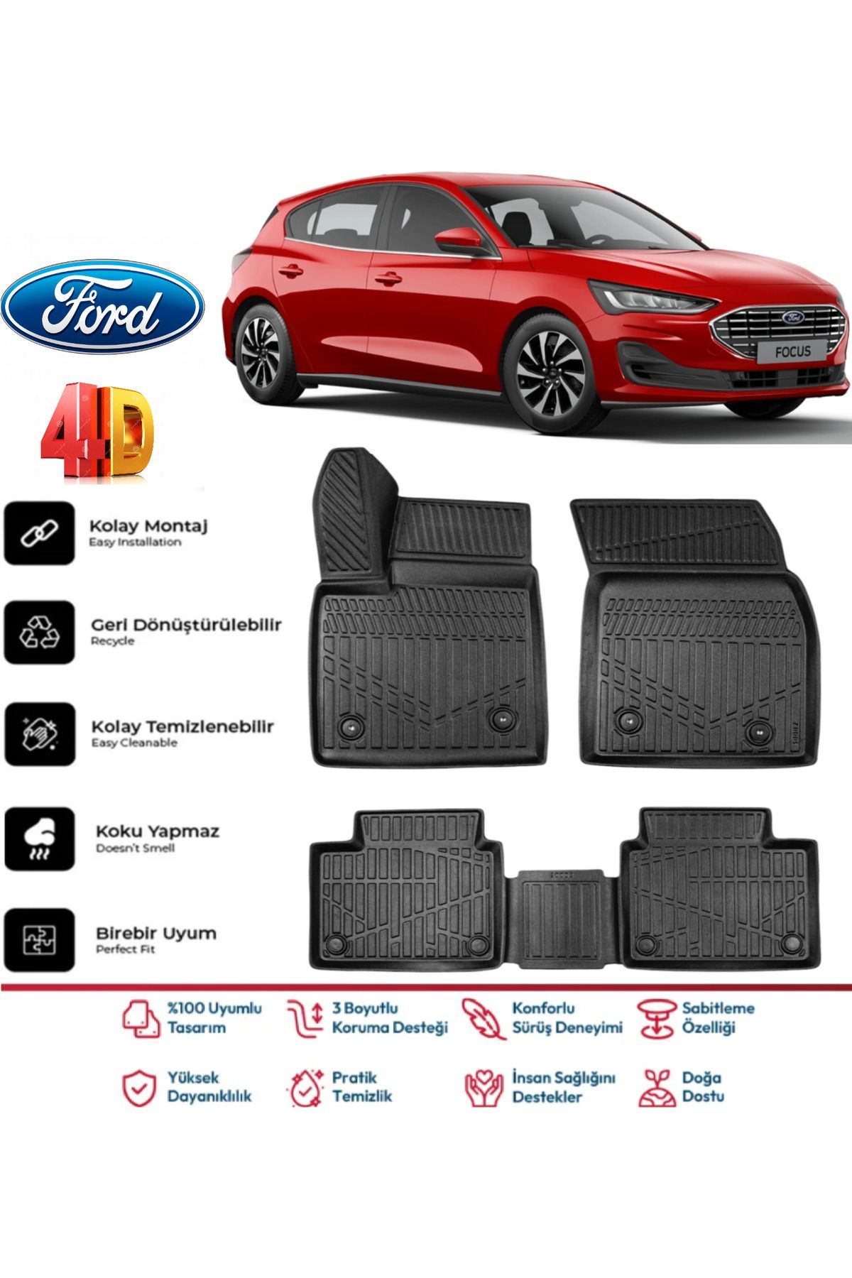 Ford Focus 5 Hatchback 2020 Model 4D Havuzlu Paspas