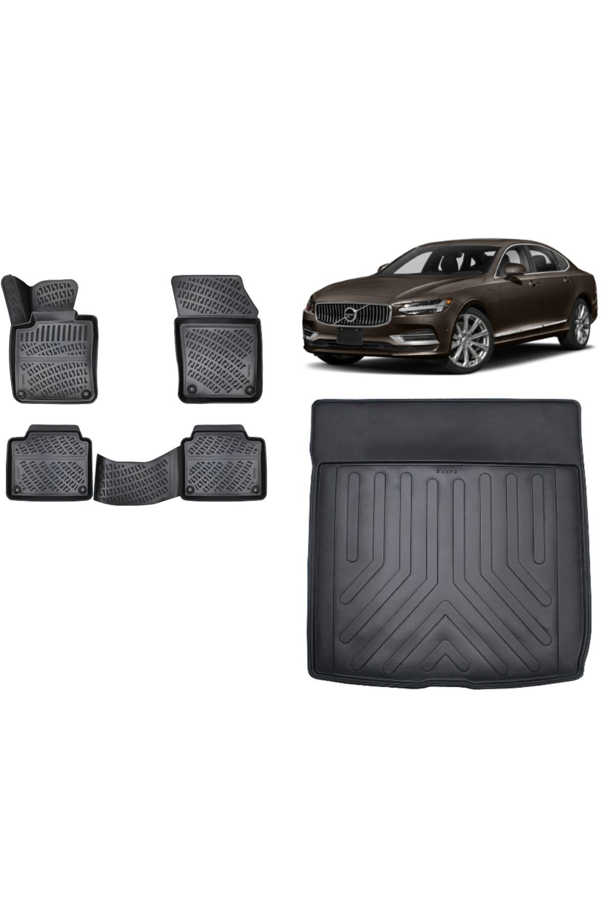Volvo S90 2022 Model 3D Bagaj Havuzu+3D Havuzlu Araca Özel Paspas Takımı