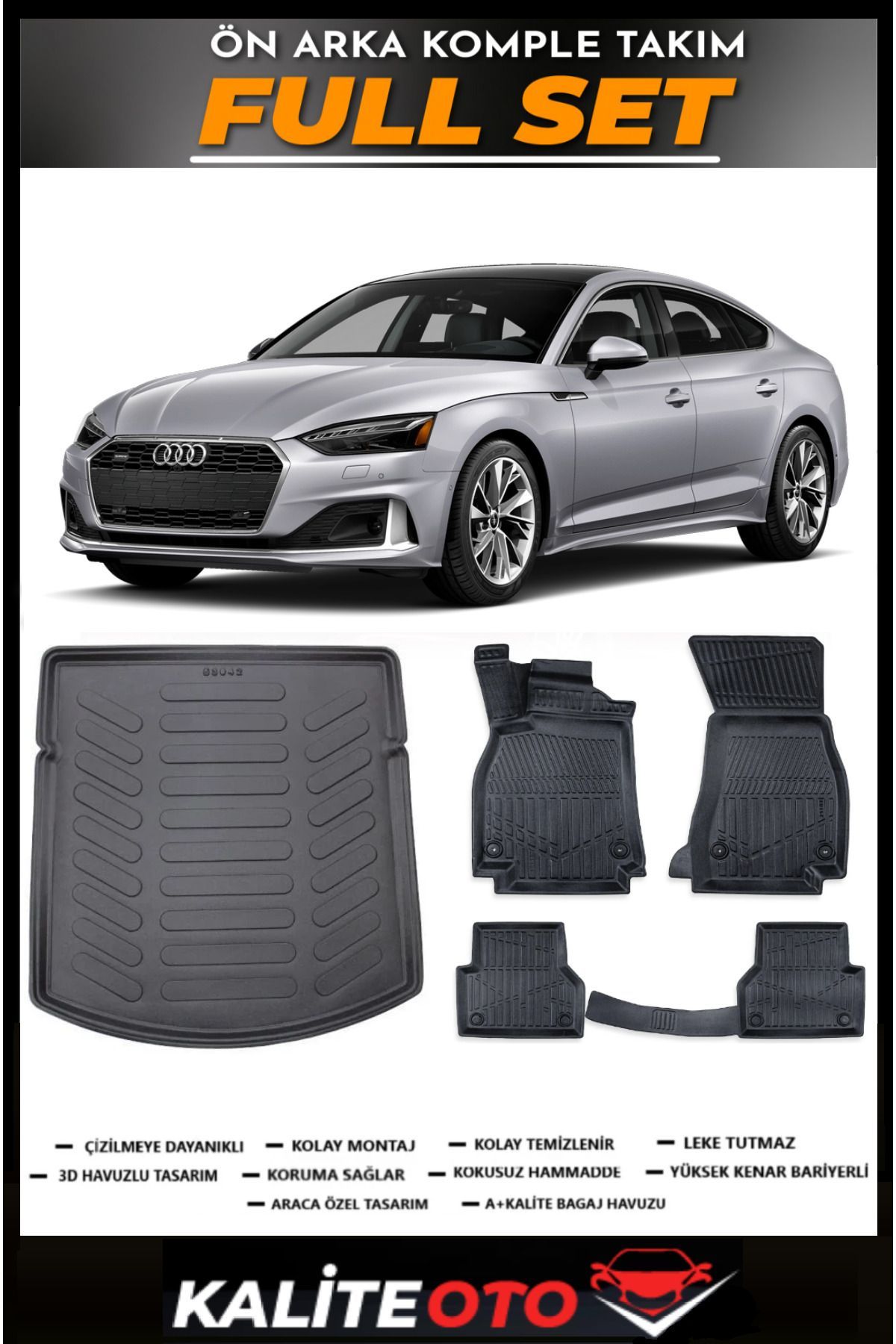 Audi A5 Bagaj Havuzu+4.5D Havuzlu Paspas Seti 2020 Model