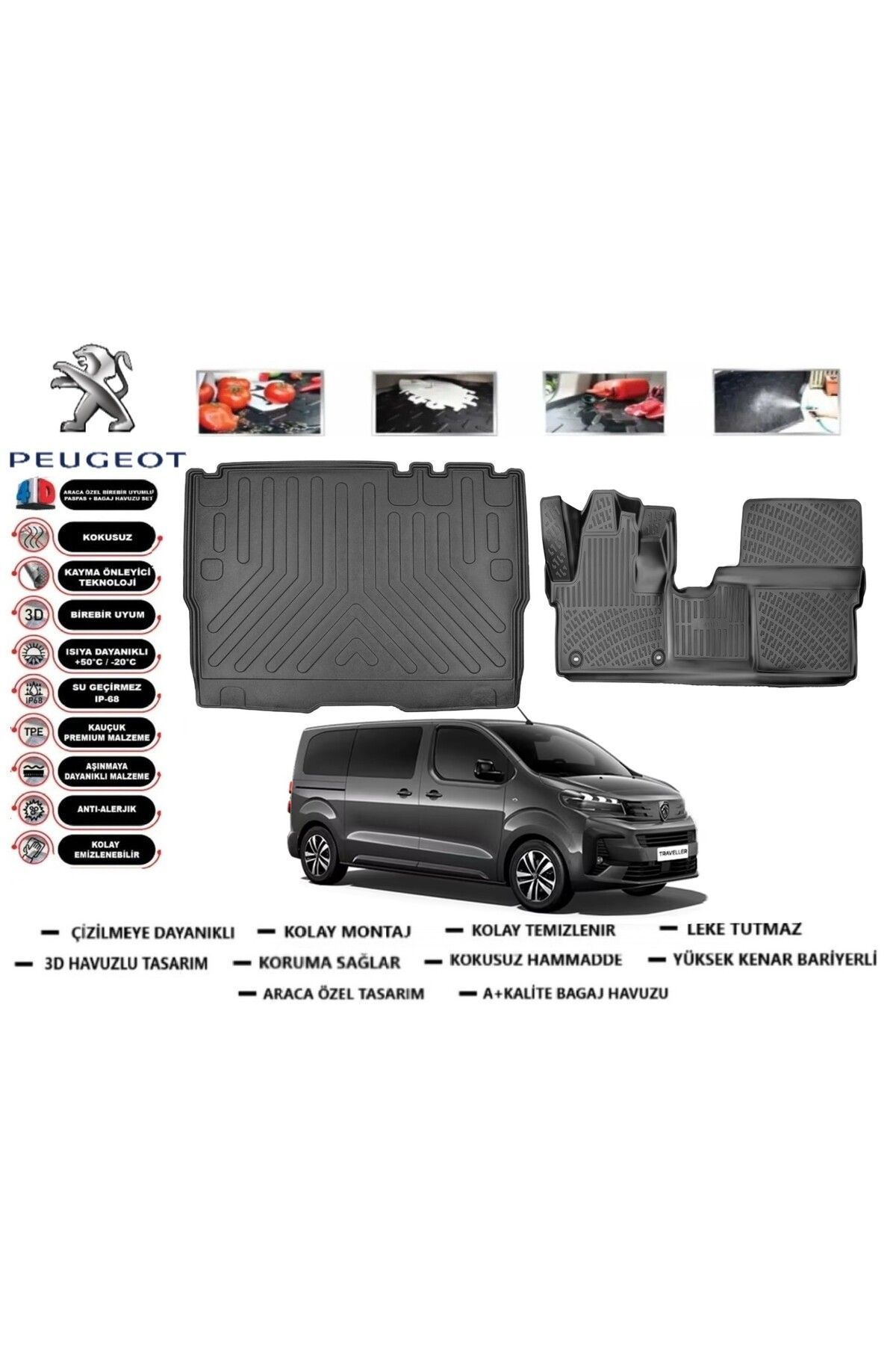 Peugeot Expert Traveller 8+1 2023 Model Bagaj Havuzu Araca Özel Paspas Takımı Prrox
