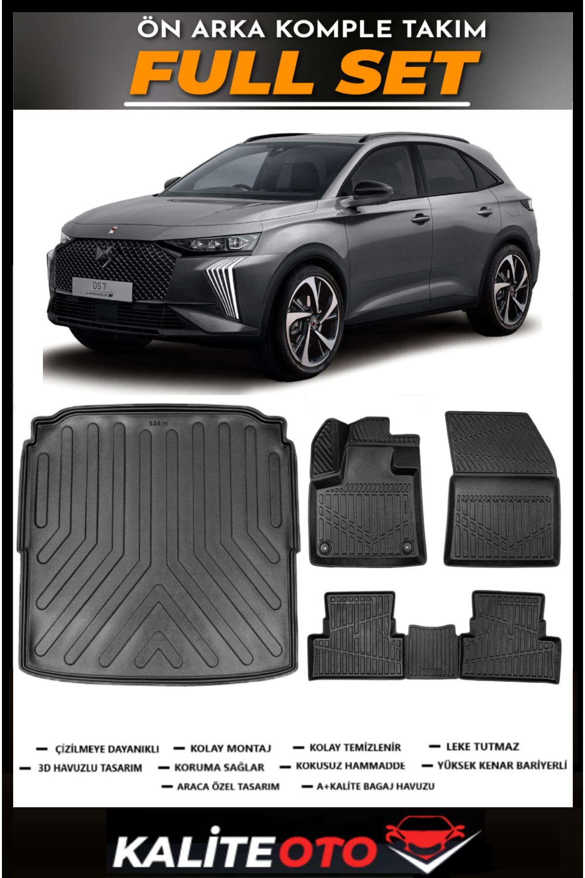 DS7 Crossback Bagaj Havuzu+4.5D Havuzlu Paspas Seti 2025 Model