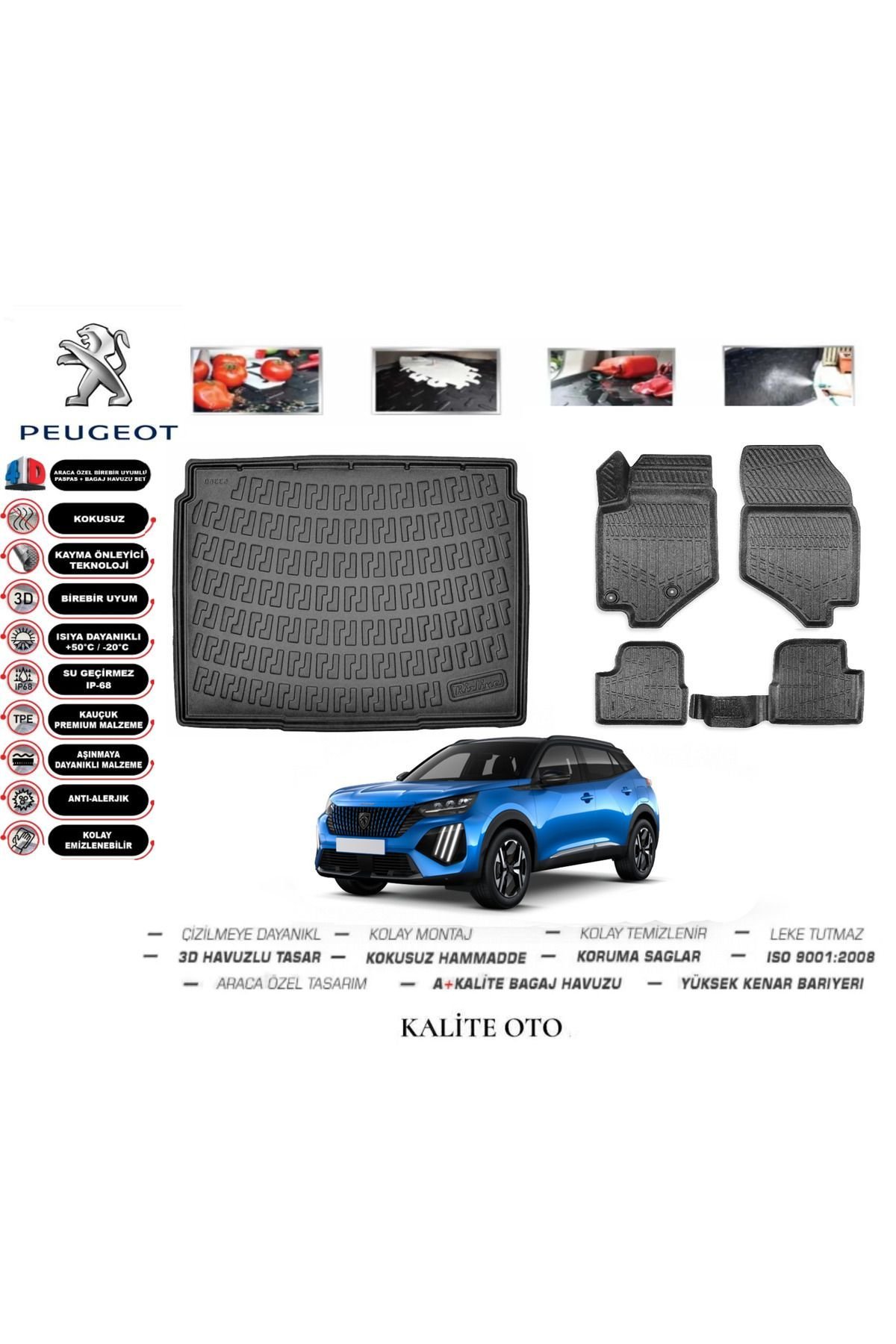 Peugeot 2008 2020 Ve Sonrası 3D Bagaj Havuzu+4D Havuzlu Paspas Seti