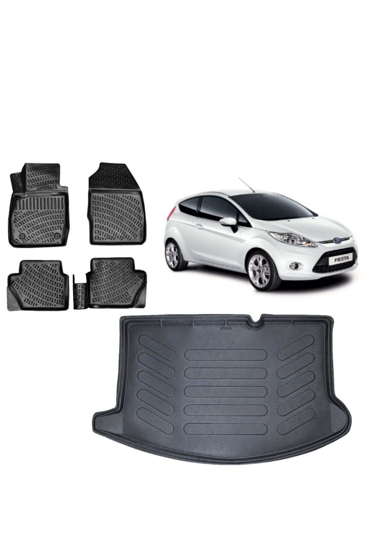 Fiesta 2012 Model 3D Bagaj Havuzu+3D Havuzlu Araca Özel Paspas Takımı