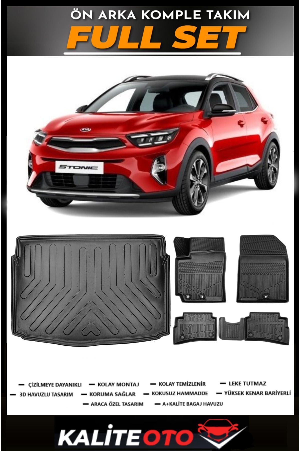 Kia Stonic Bagaj Havuzu+4.5D Havuzlu Paspas Seti 2021 Model