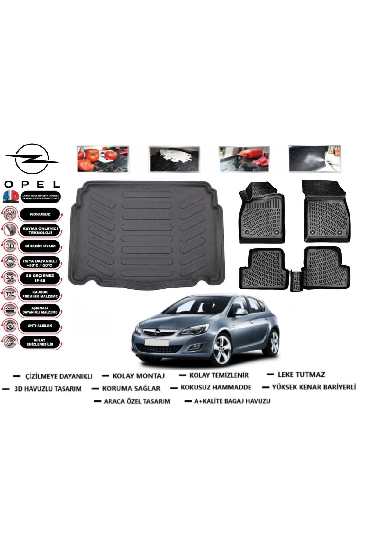 Opel Astra J HB 2013 Model Bagaj Havuzu Araca Özel Paspas Takımı Prrox