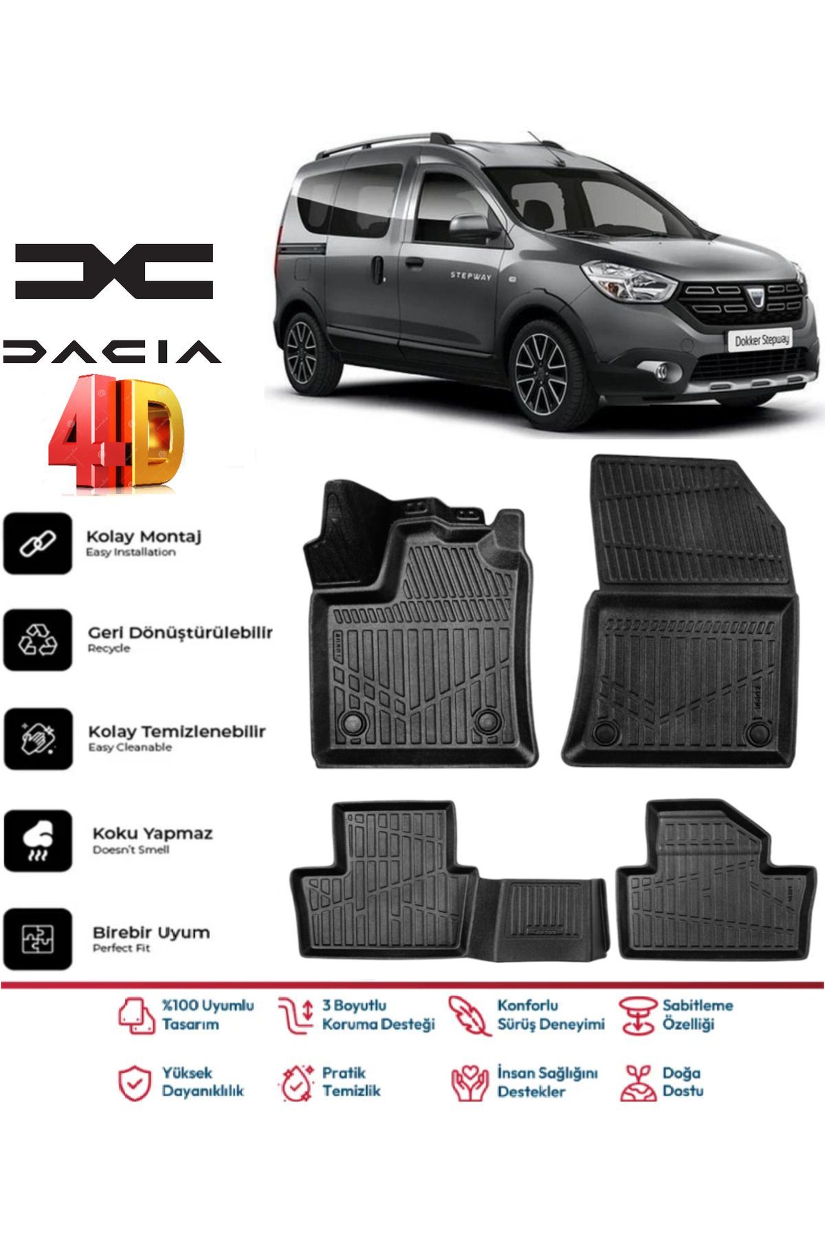 Dacia Dokker 2021 Model 4D Havuzlu Paspas
