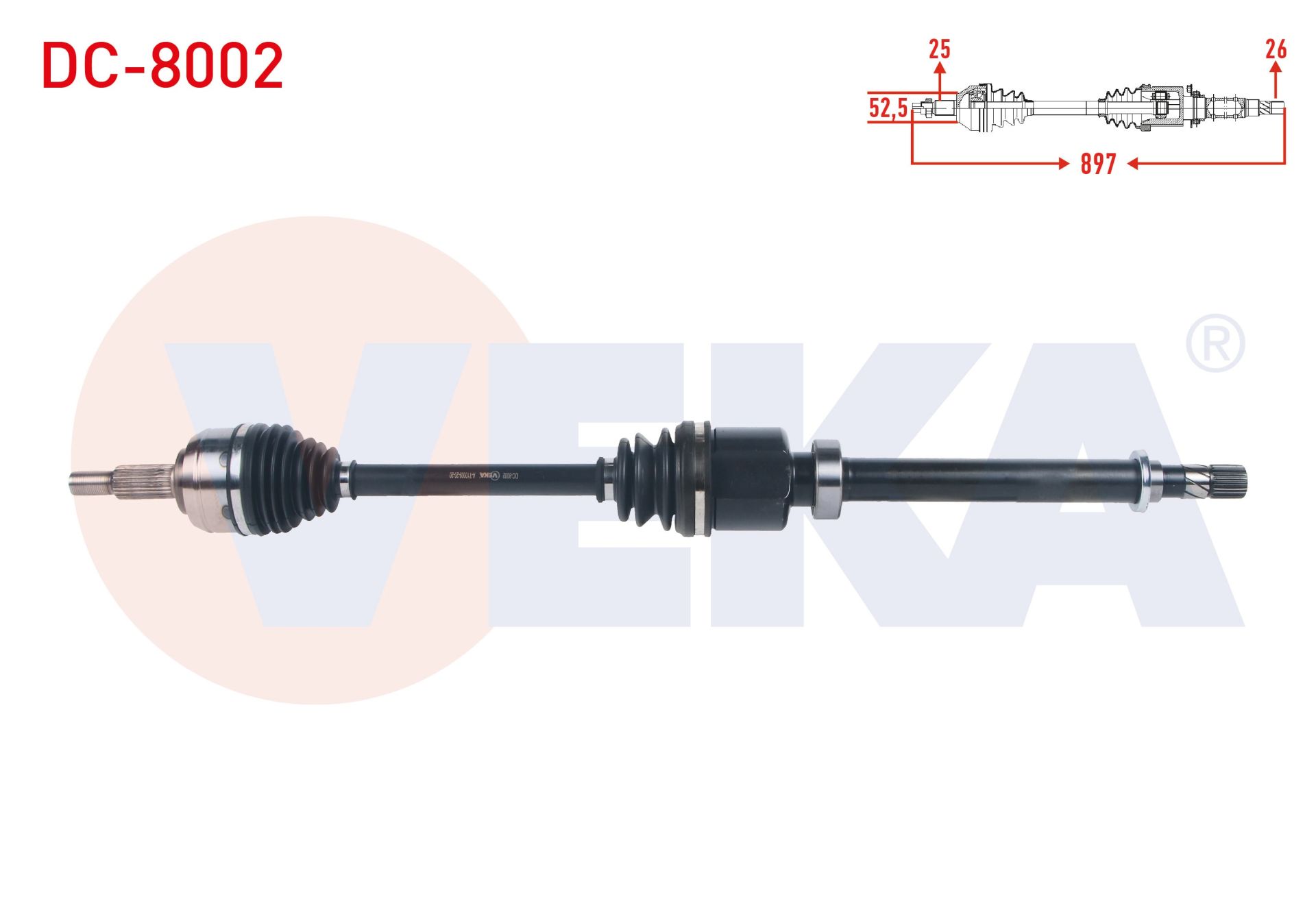 KOMPLE AKS SAG ON UZUNLUK 897mm DACIA DOKKER 1.5 DCI - 1.6i 6 VITES 2012- / LODGY 1.5 DCI 6 VITES 2012 - DC-8002