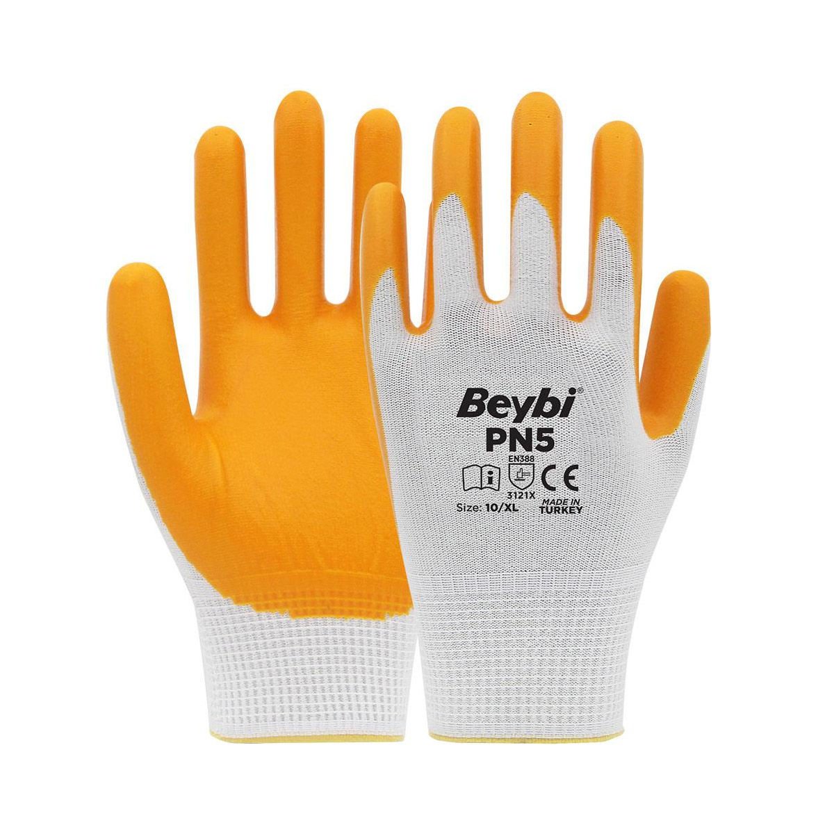 Beybi PN5 Polyester Örme Sarı Nitril İş Eldiveni