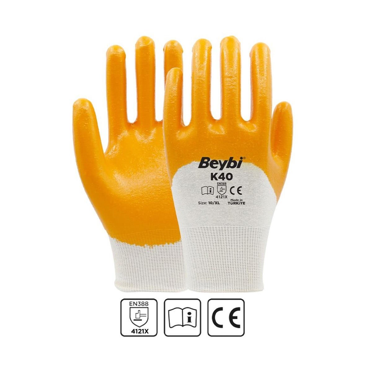 Beybi K40 Nitril Kaplı Pamuk ve Polyester Örgü Eldiven