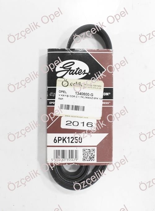 OPEL ASTRA G / CORSA C / COMBO V KAYIŞI KLİMASIZ 6PK 1250 - GATES MARKA 1340600 - 2225236