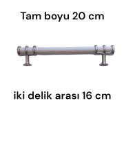 Beyaz Krom Yüzüklü Aliminyum Dolap Kulp 16 cm