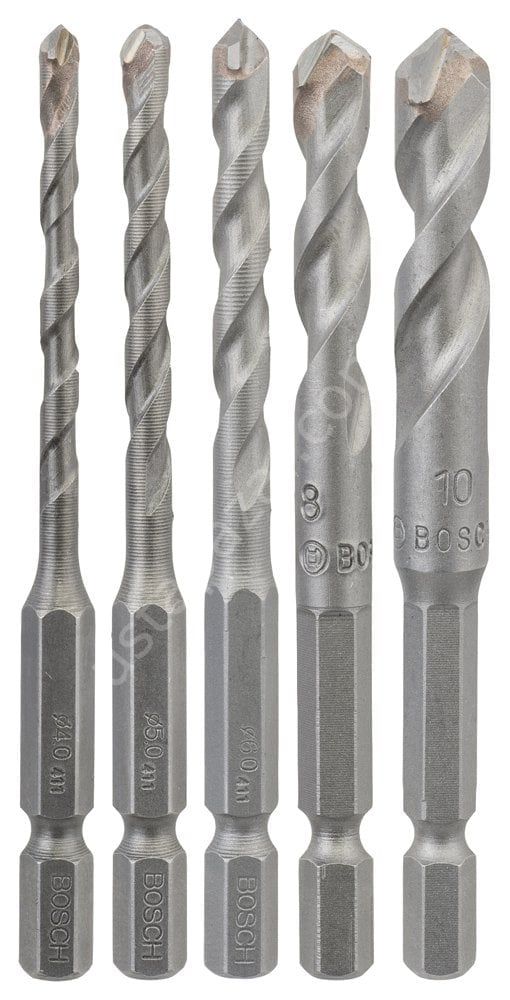Bosch - Altıgen Şaftlı, HEX-9 Serisi HEX-9 Serisi Seramik için Matkap Ucu 5'li Set 4-5-6-8-10 mm 2608589528