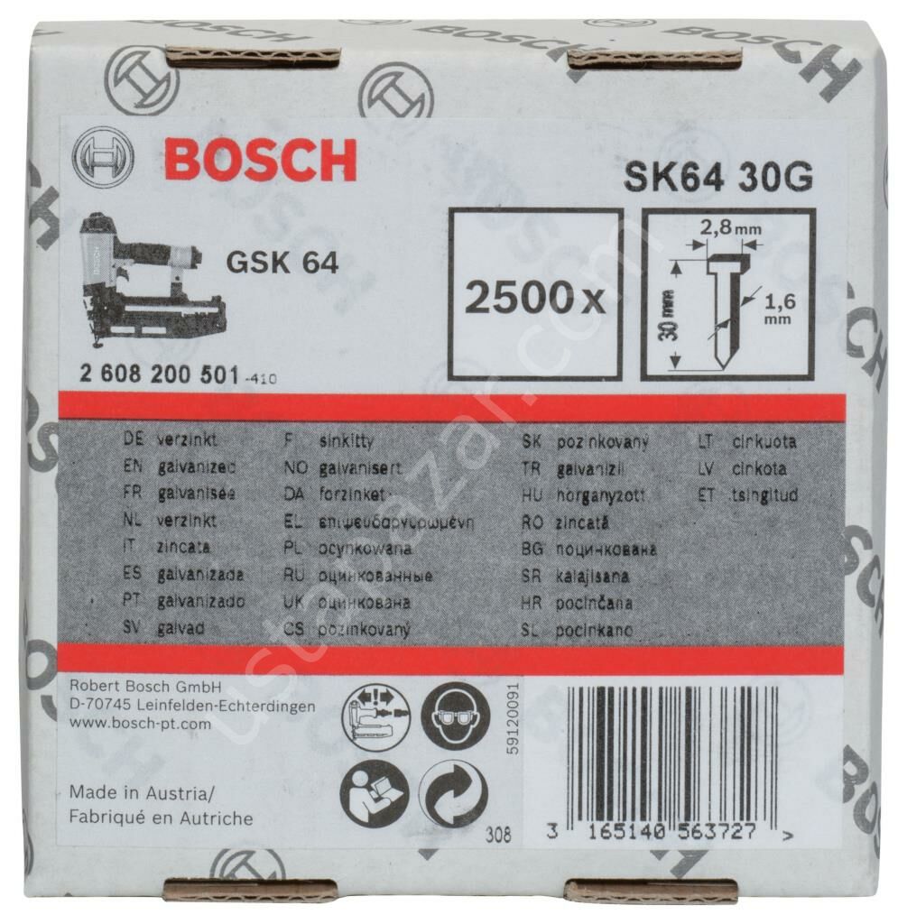 Bosch - GSK 64 Çivisi 30 mm 2500li Galvanizli