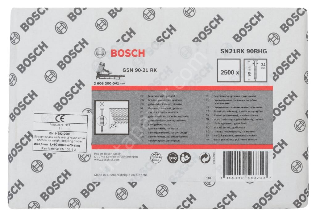 Bosch - GSN 90-21DK Çivi 90mm 2500lü YivliGalv 2608200041