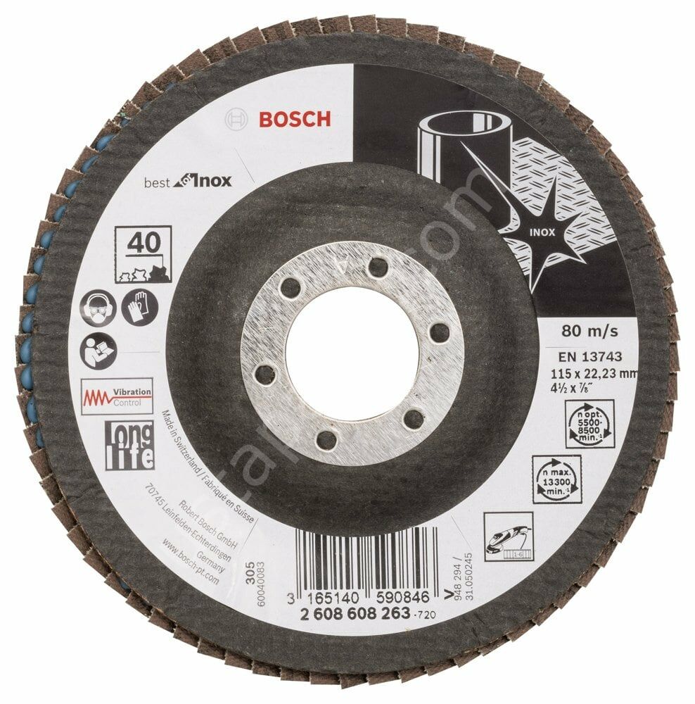 Bosch - 115 mm 40 Kum Best Serisi Inox Flap Disk 2608608263