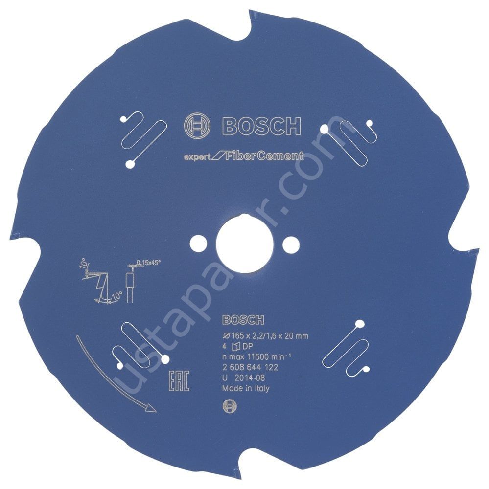 Bosch - Expert Serisi Lifli Çimento Ve Alçıpan için Daire Testere Bıçağı 165*20 mm 4 Diş