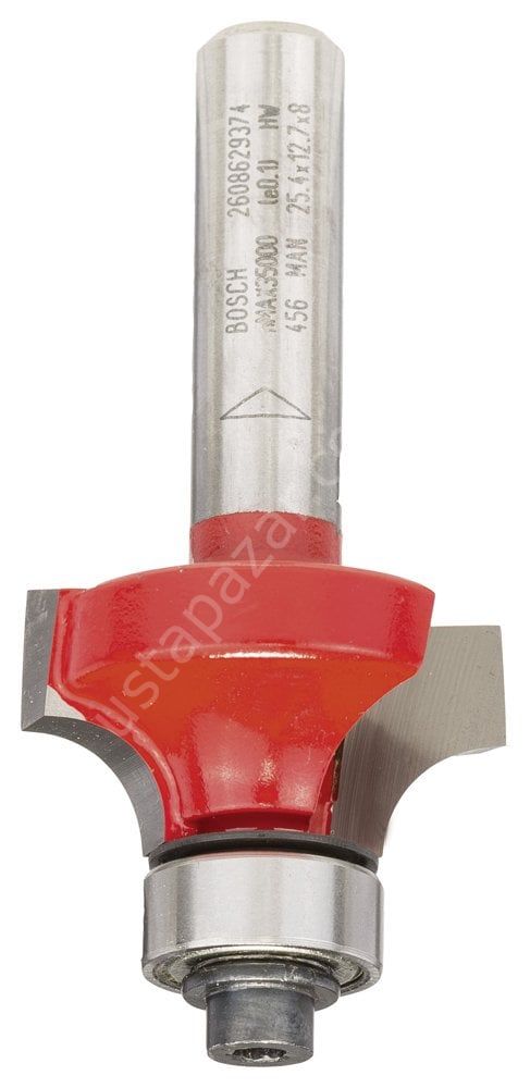 Bosch - Expert Serisi Ahşap İçin Çift Oluklu, Sert Metal Bilye Yataklı Yuvarlama Frezesi 8*6,35*55mm