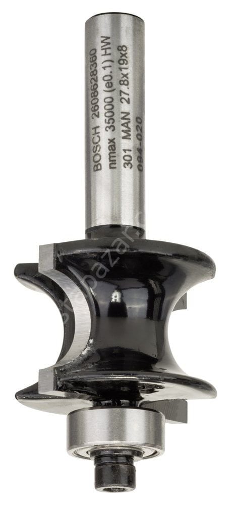 Bosch - Standard Seri Ahşap İçin Sert Metal Bilya Yataklı Yarım Çubuk Freze 8*19*63 mm 2608628360