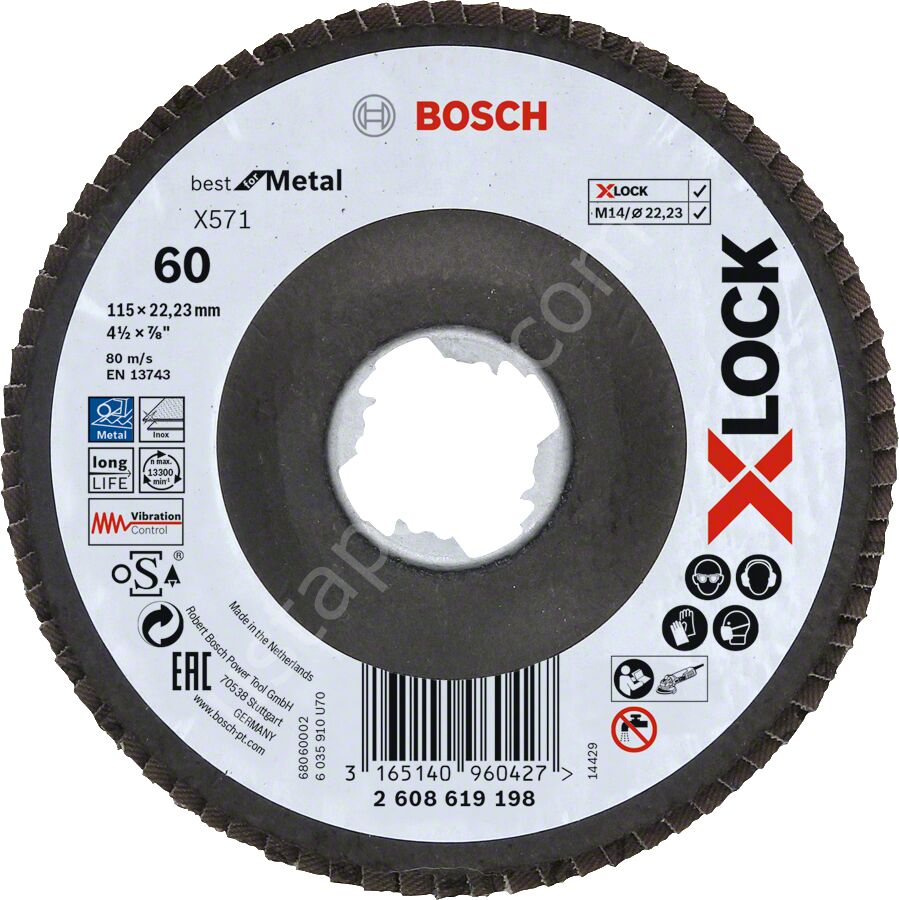 Bosch - X-LOCK - 115 mm 60 Kum Best Serisi Metal Flap Disk
