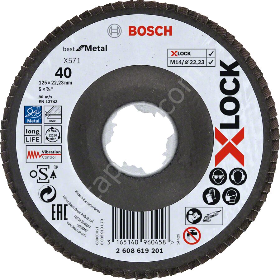 Bosch - X-LOCK - 125 mm 40 Kum Best Serisi Metal Flap Disk