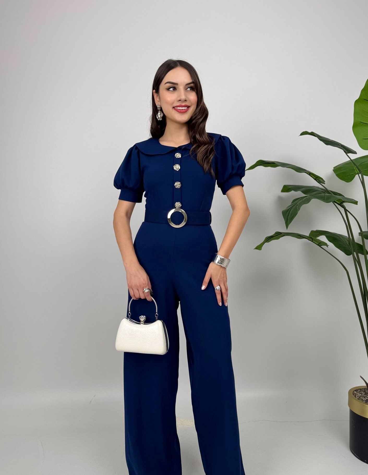 3034 DÜĞMELİ TULUM NAVY BLUE - LACİVERT